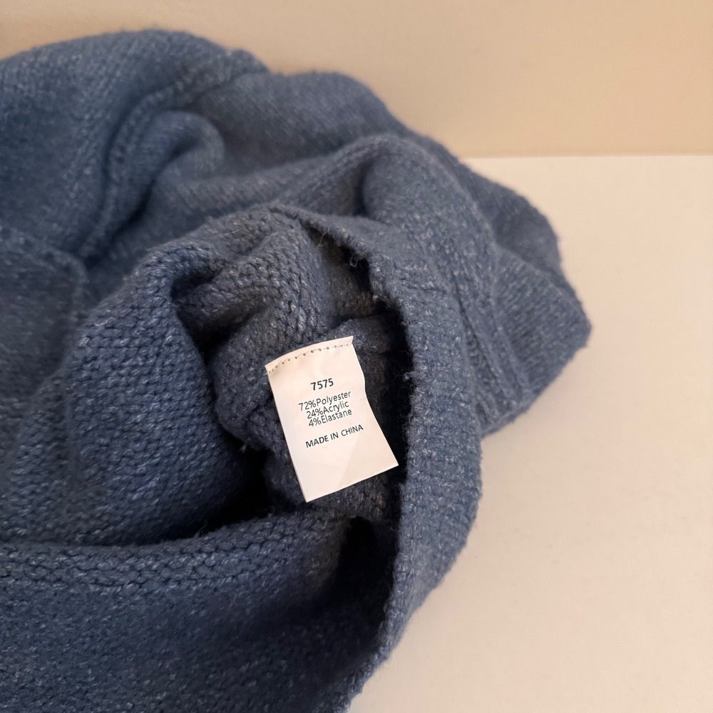 Women's Sz L Blue Mock Neck Oversized Sweater Fall Winter Capsule Staples - Picture 5 of 5
